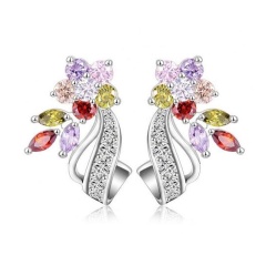 Серьги с камнями Цветочек Zircon