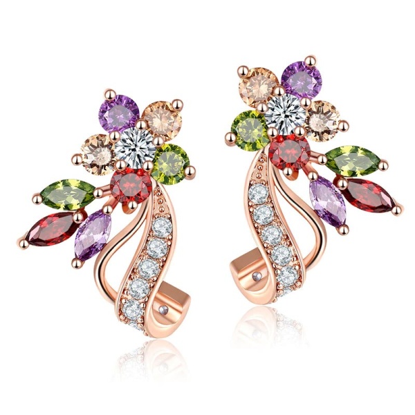 Сережки з камінням Квіточка Zircon