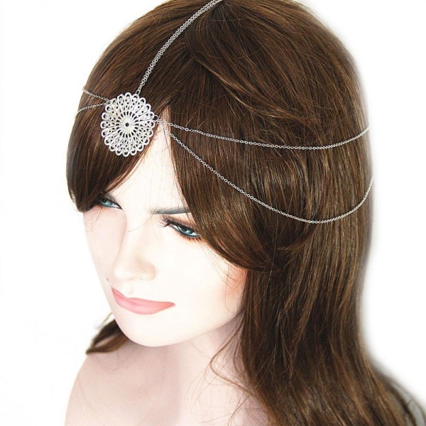 Тика для волосся Ажурна сріблястого кольору