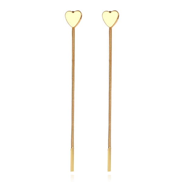 Длинные серьги Сердечко золотистого цвета