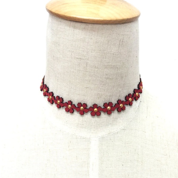 Замшевый чокер ромашка lan-1461