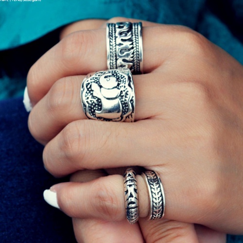 Кольца в бохо стиле Слон (набор из 4 шт)