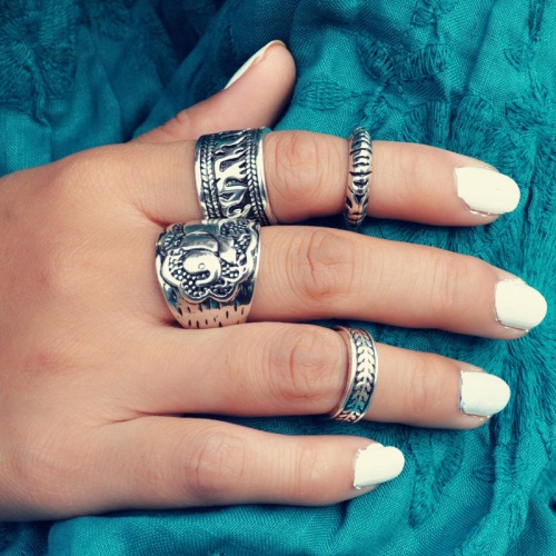 Кольца в бохо стиле Слон (набор из 4 шт)