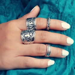 Кольца в бохо стиле Слон (набор из 4 шт)