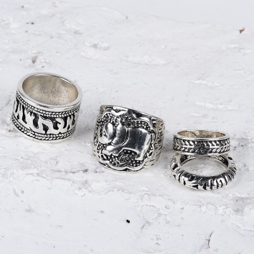 Кольца в бохо стиле Слон (набор из 4 шт)