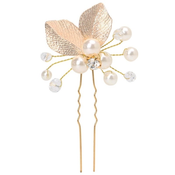Шпилька для волосся листок і намистини