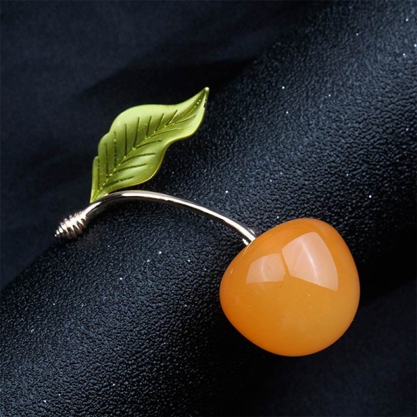 Брошка жовта Черешня lan-2730