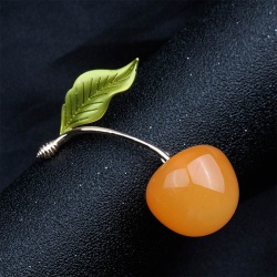 Брошка жовта Черешня lan-2730
