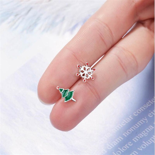 Серьги гвоздики Елка и Снежинка lan-2831