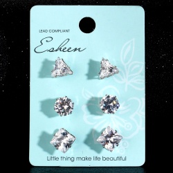 Сережки гвоздики Кристал (набір з 3 пар)