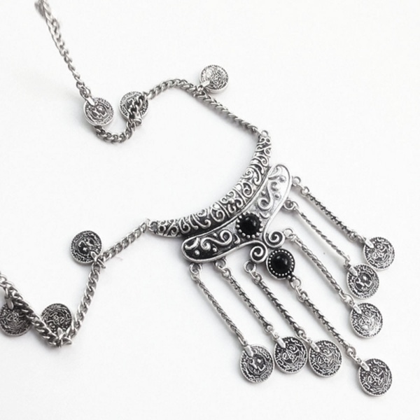 Колье с монетами Antique бохо стиль серебристого цвета