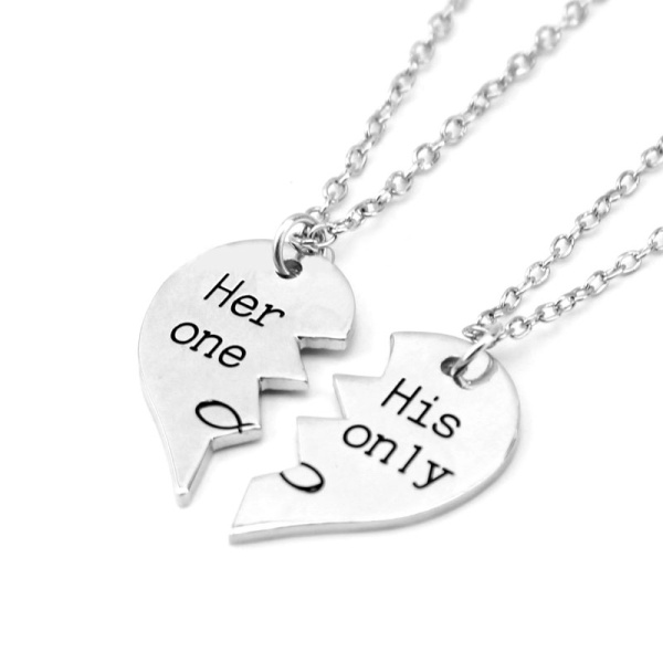 Парный кулон для влюблённых из стали Her one - his only