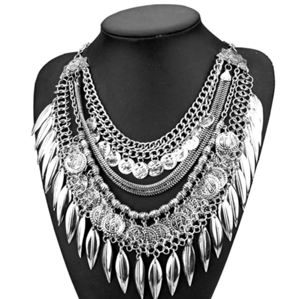 Кольє з монетами Урожай boho-style сріблястого кольору