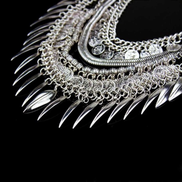 Кольє з монетами Урожай boho-style сріблястого кольору