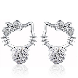 Сережки гвоздики Hello Kitty з кристалами сваровські