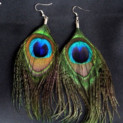 Серьги Перо павлина