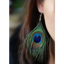 Серьги Перо павлина