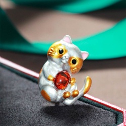 Брошка котик з клубком lan-2733