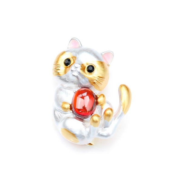 Брошь котик с клубком lan-2733