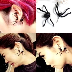 Серьга Паук чёрного цвета