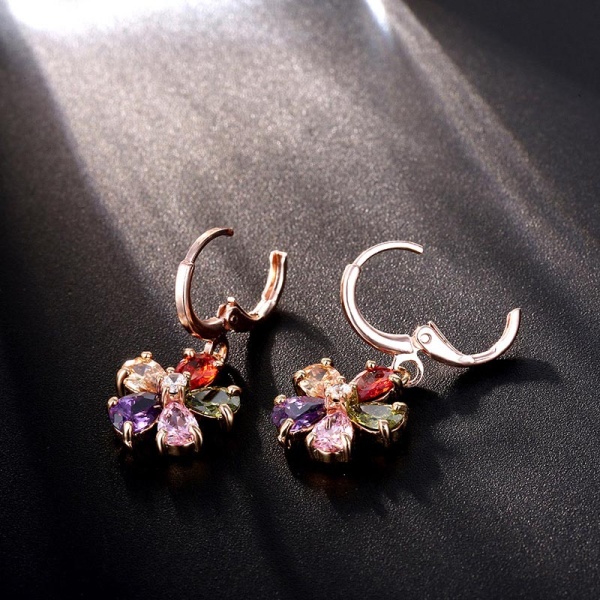 Серьги с разноцветным цирконом цветок lan-3208