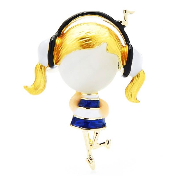 Брошь девушка в наушниках