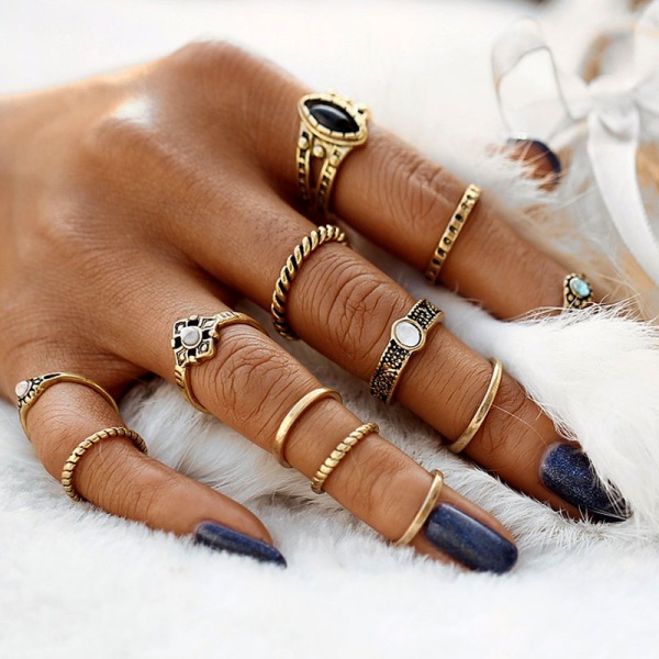 Кільця на фаланги пальців - набір Midi Rings Sets (12 штук)