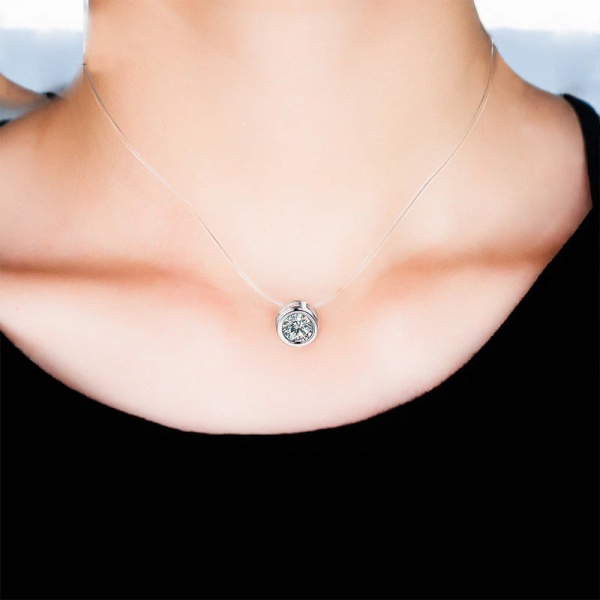 Кулон Камінь на волосіні невидимка в оправі