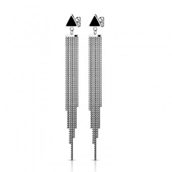 Довгі сережки з ланцюжками зі сталі Spikes lan-2942.