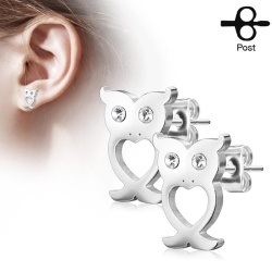 Серьги гвоздики из стали Spikes Сова