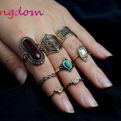 Кольца на фаланги пальцев Fashion Set серебристого цвета (8 шт)