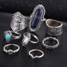 Кольца на фаланги пальцев Fashion Set серебристого цвета (8 шт)