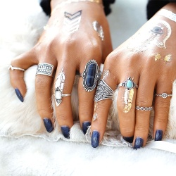 Кольца на фаланги пальцев Fashion Set серебристого цвета (8 шт)