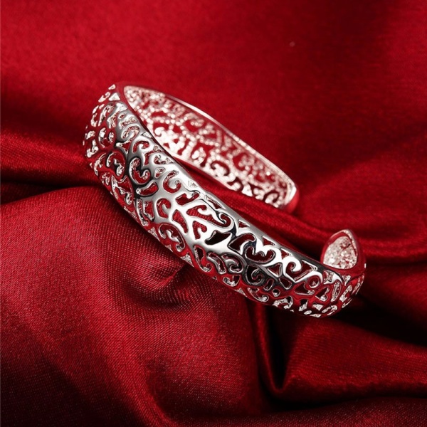 Металлический браслет Ажурный посеребренный