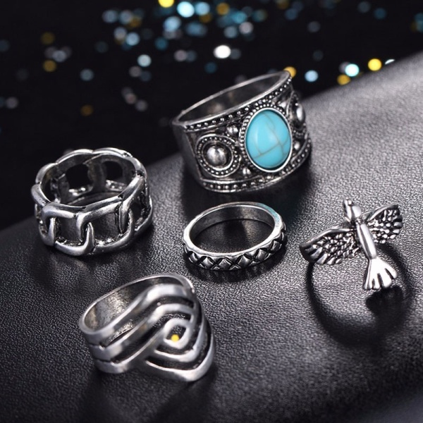 Кольца на фаланги пальцев - набор Птица (5 штук)