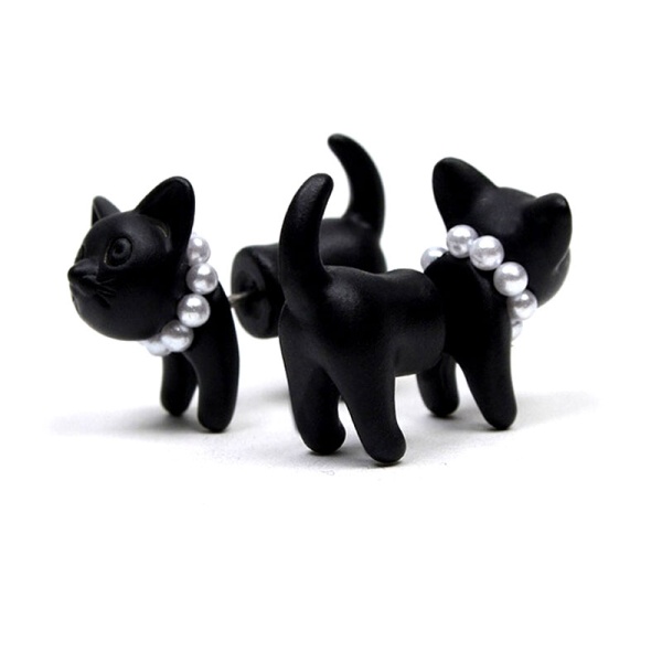 Серьги гвоздики Чёрный кот