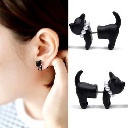Серьги гвоздики Чёрный кот