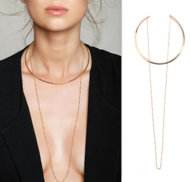 Двойной чокер кольцо с цепочкой lan-2469