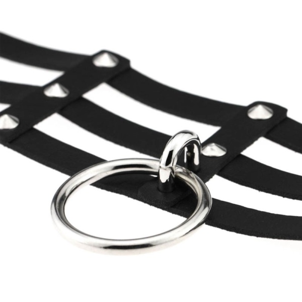 Кожаный чокер с кольцом lan-925