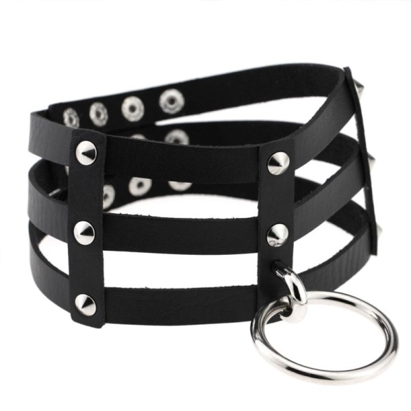 Кожаный чокер с кольцом lan-925