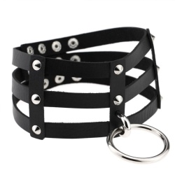 Кожаный чокер с кольцом lan-925