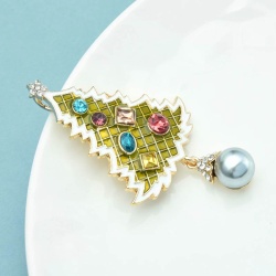 Брошь Новогодняя Елка кристальные игрушки