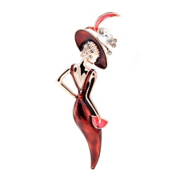 Брошь девушка в красном