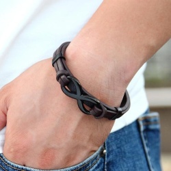 Чоловічий шкіряний браслет Нескінченність lan-2823