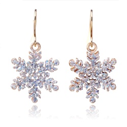 Серьги подвески Снежинка золотистого цвета