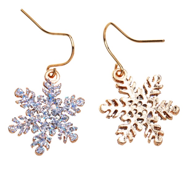 Сережки підвіски Сніжинка золотистого кольору
