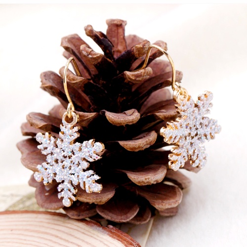 Сережки підвіски Сніжинка золотистого кольору