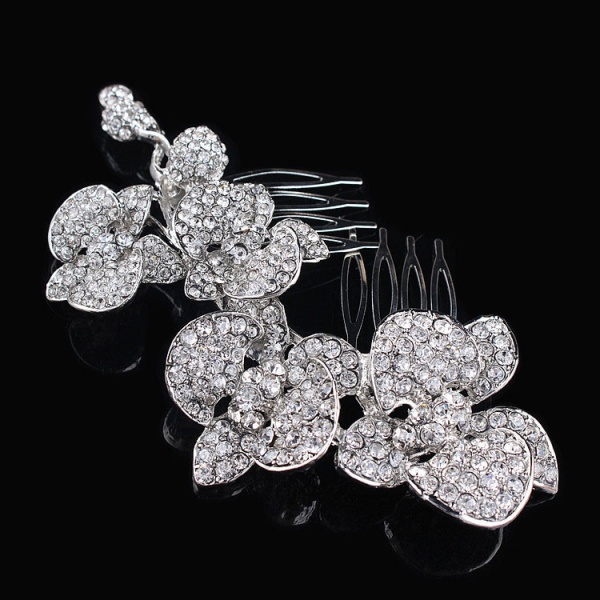 Гребень для волос Орхидея с кристаллами