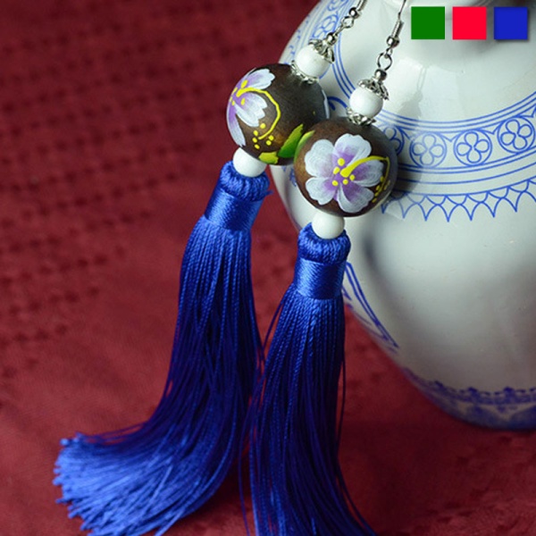 Довгі сережки пензлика Етно стиль