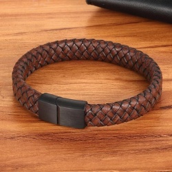 Чоловічий шкіряний браслет плетений lan-2824